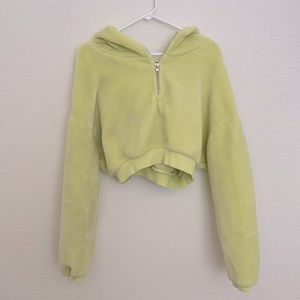 Cropped lime green zip up